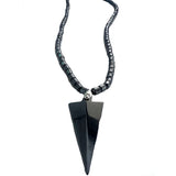 Wholesale New Arrow Shape Carved Black Hematite Stone Necklace with Pendant