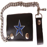 Wholesale BLUE NAUTICAL STAR TRIFOLD LEATHER WALLETS WITH CHAIN (Sold by the piece)