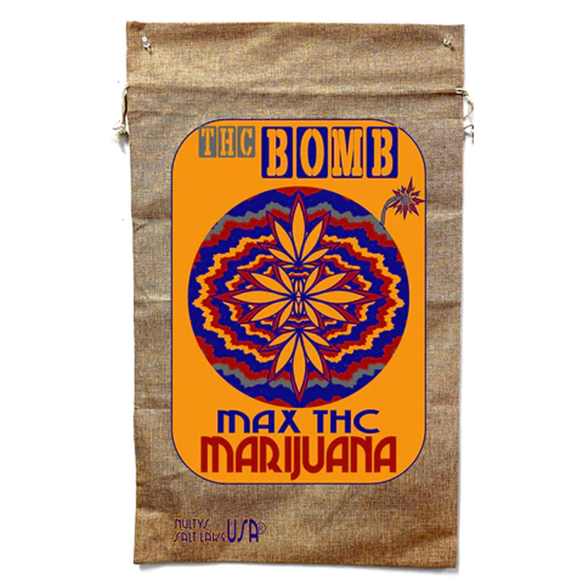 THC Bomb Marijuana Burlap Bag - Explosive Cannabis Storage (Sold By Piece)