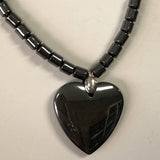 Wholesale Heart Shape Carved Pendant  Black Hematite Stone Necklace