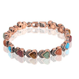 Wholesale Solid Copper Magnetic Heart-Shaped Mixed Stones Link Bracelet For Ladies