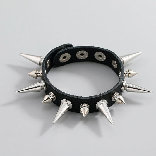 Two Size Spike Punk Leather Bracelets - Edgy and Stylish Wrist Accessories (Sold  By The Piece)
