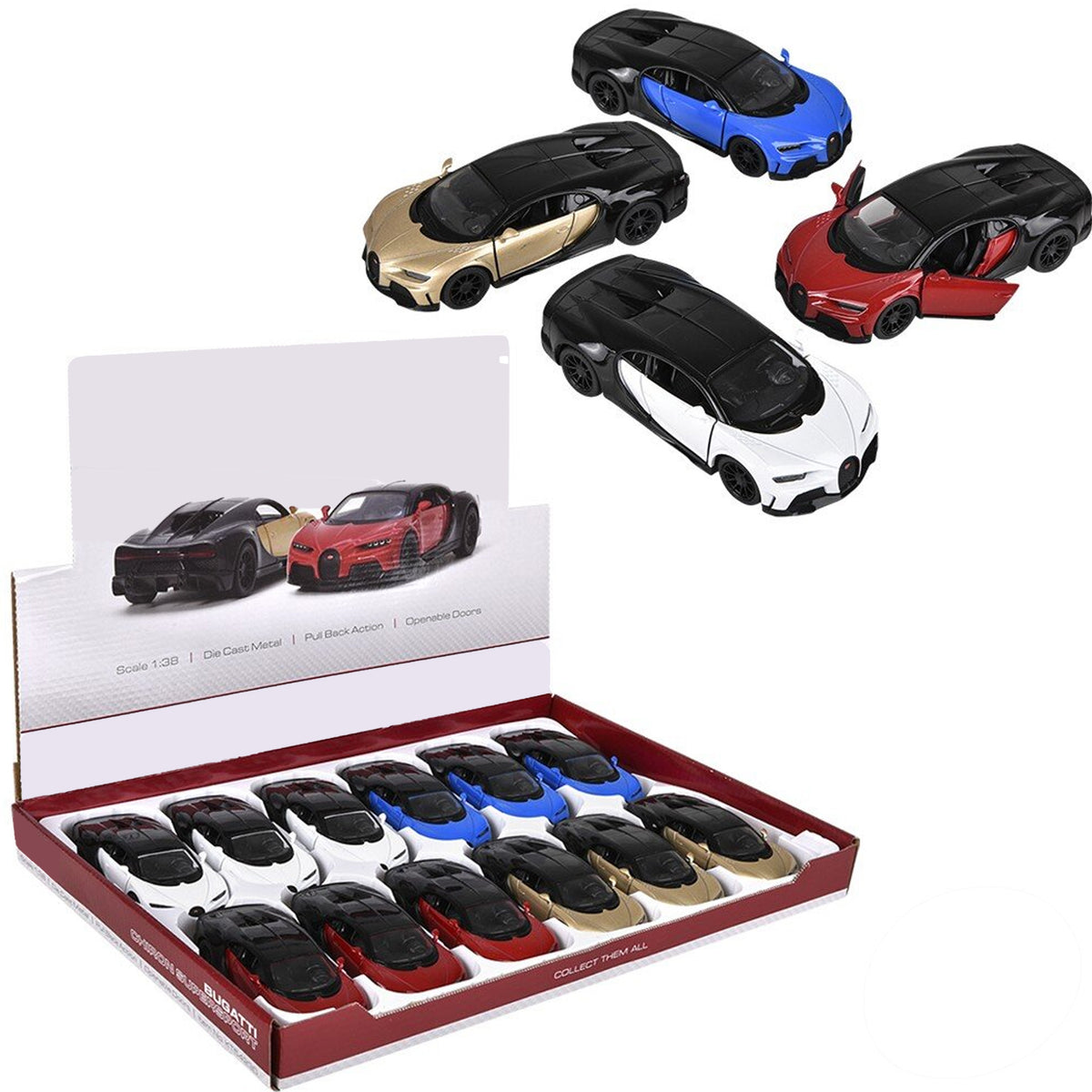 Diecast Bugatti Chiron Cars For Kids In Bulk - Assorted