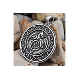 Celtic Flying Dragon Emblem Necklace 24" Braided Cord with Silver Metal Pendant