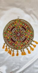 Flower Stone Wall Hanging Handmade Embroidery Work Kutch Handicraft Item for Home/Office Decor