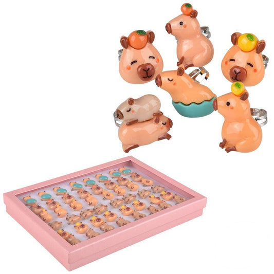 Capybara Plastic Rings For Kids In Bulk - Assorted