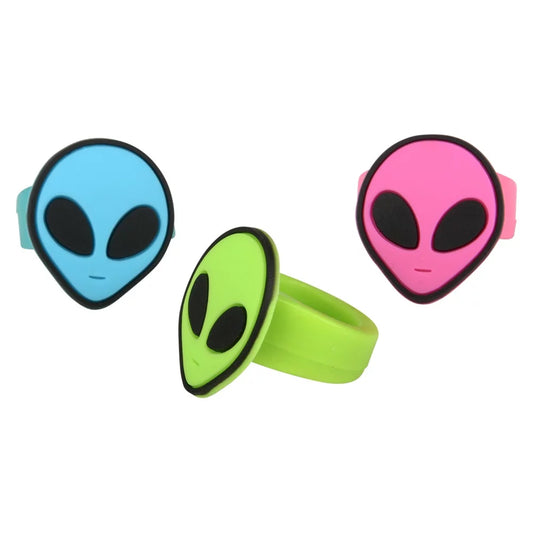 Wholesale Colorful 1.25" Alien Designs Rubber Rings for Kids (MOQ-36)