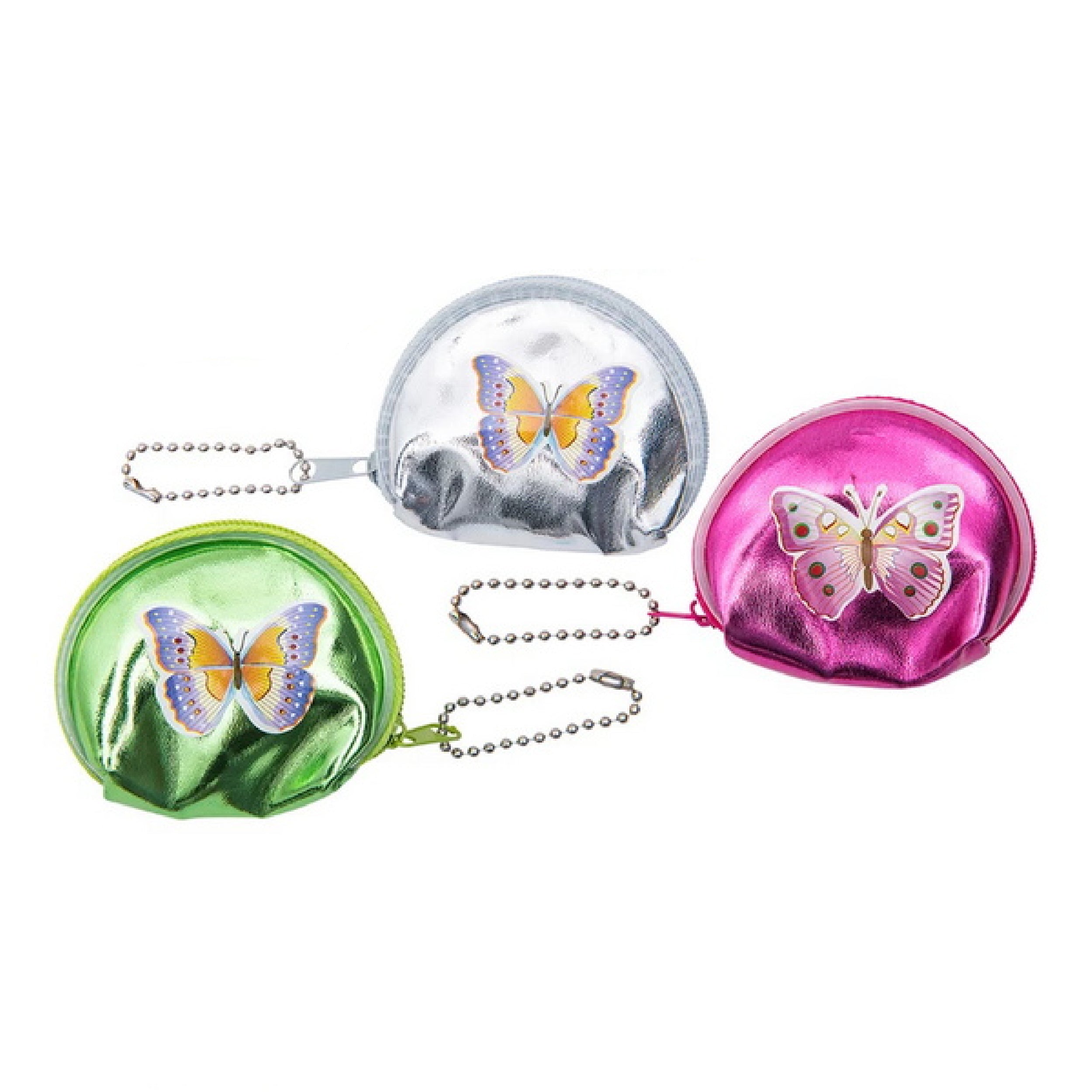 Wholesale Colorful 2.75" Butterfly Design Zipper Coin Purse For Women (Sold by DZ)