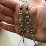 Wholesale  New Design Gothic Dagger Earrings, Metal Hand Dangle Jewelry