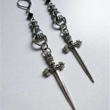 Wholesale  New Design Gothic Dagger Earrings, Metal Hand Dangle Jewelry