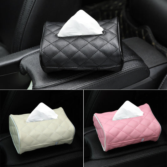 Car Hanging Leather Tissue Bag