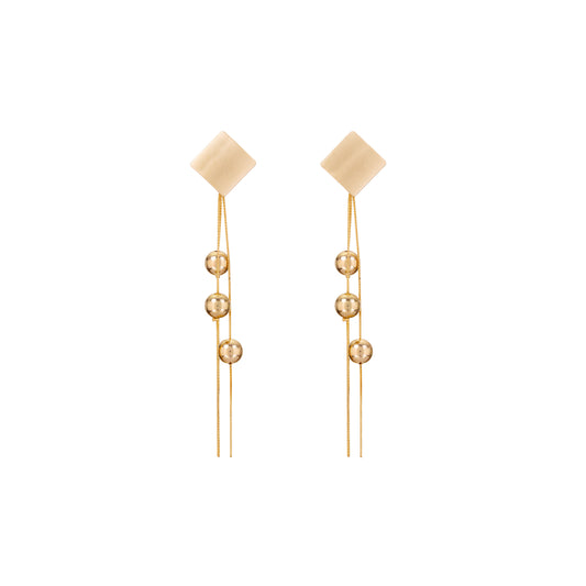 New Gold Plated Brass Drop Earrings For Women's Party & Festival Use Accessories