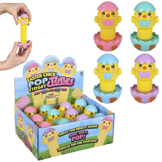 Easter Chick Finger Pop Tube Toy -(Sold By Dozen =$39.99)