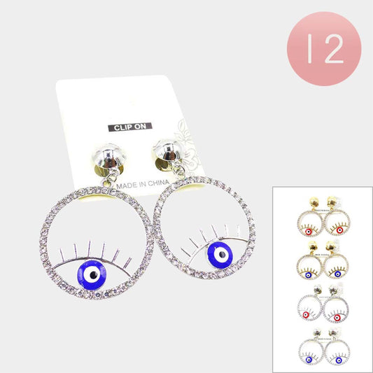 Circle Dangle Clip-On Earrings (1 Dozen=$14.99)