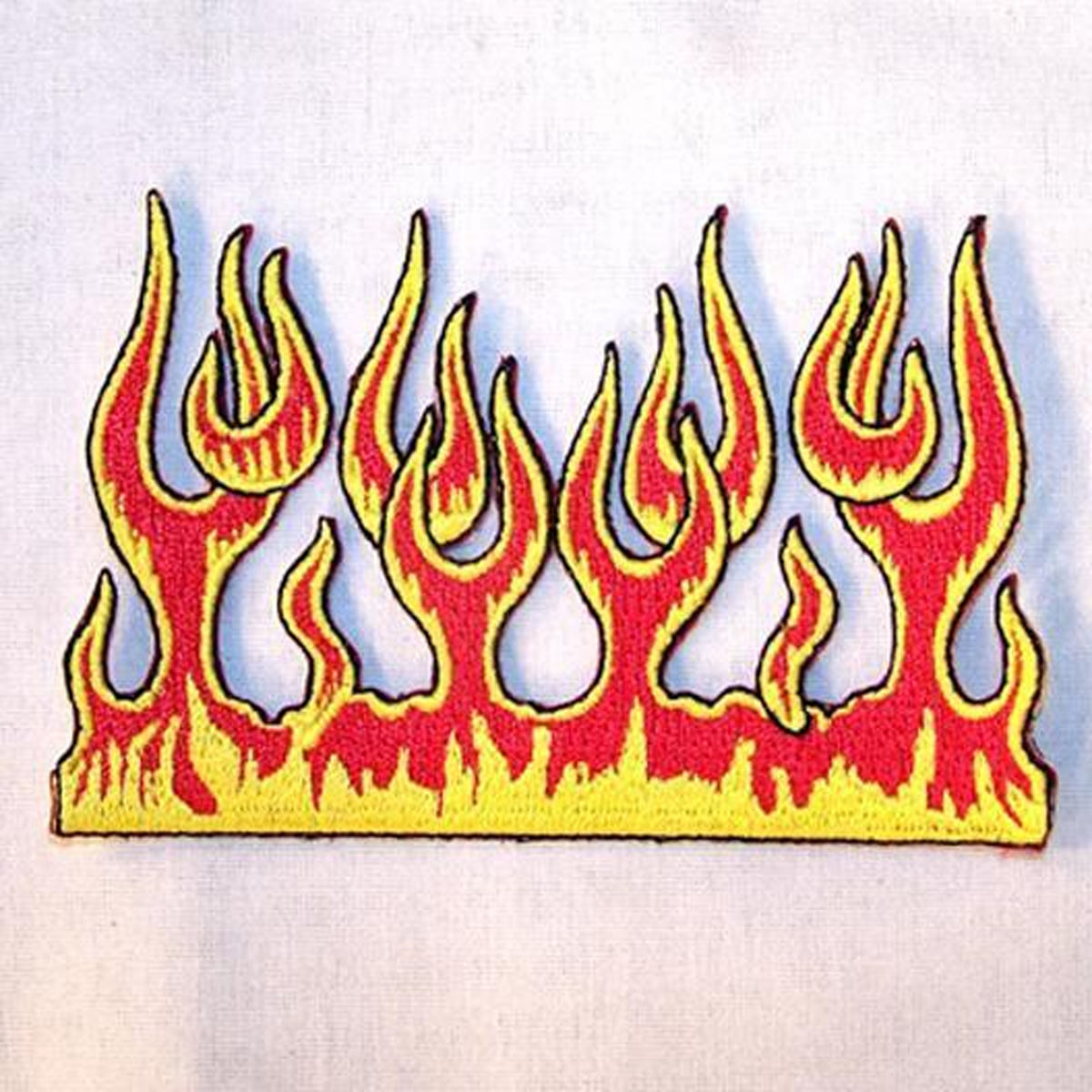 New Fire Flames 4-Inch Patch - Fiery Embroidered Applique (Sold By Piece Or Dozen)