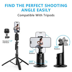 360° Rotation Auto Face Tracking Phone Holder Selfie Sticks with Remote
