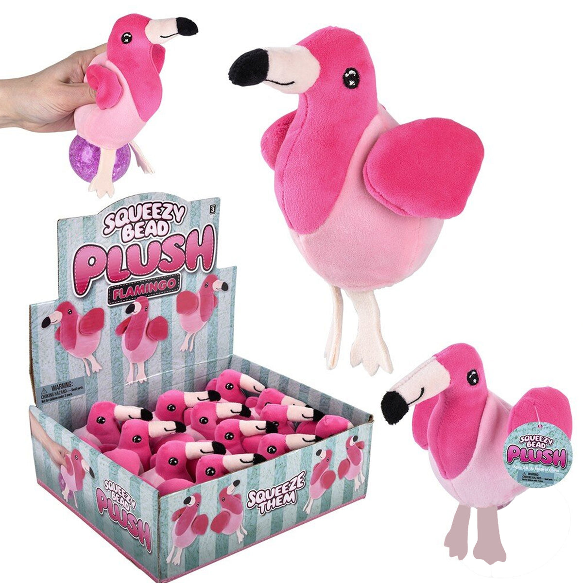 Flamingo Squeezy Bead Plush Kids Toy In Bulk