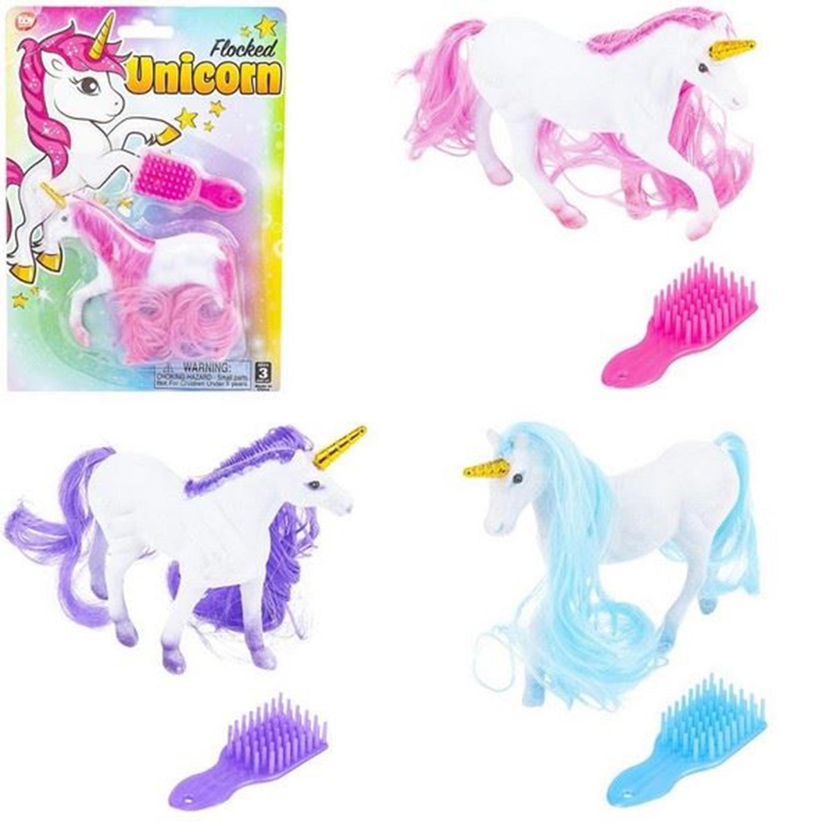 Flocked Unicorn Play Setkids toys In Bulk- Assorted