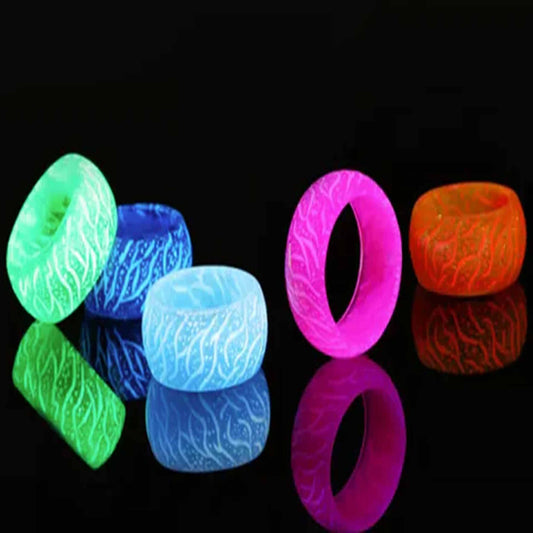 Wholesale Glow in the Dark Band Ring - 6 Colors, Various Sizes - Sold by the Piece (sold by the piece)