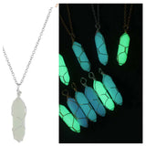 18" Chain Necklace With Glowing Bullet Shape Wire Wrapped Pendant