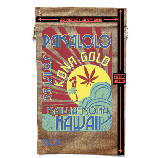 Hawaiian Kona Gold Marijuana Burlap Bag - Tropical Cannabis Storage (Sold By Piece)