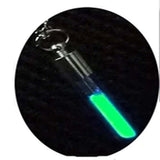 Wholesale Glow In The Dark Glass Vial Sand Necklace Green, Adjustable Silver Chain (sold by the piece or dozen)