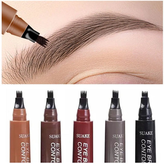 4D Microblading Eyebrow Pen 4 Forks Tip Eyebrow Tattoo Pencil Long Lasting Fine Sketch Liquid Eye Brow Make Up