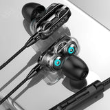 0407GG High Quality 3.5mm In Ear Earphones Wired Headset For Computer Dual Drive Stereo Sport Earbuds With Mic for iPhone for Samsung