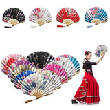 Chinese Style Hand Held Fans Personalized Pattern Silk Bamboo Folding Fans Handheld Wedding Hand Fan Cool Bamboo Flower Fan