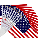 5pcs USA Stick Flag, American US 5x8 inch HandHeld Mini Flag ensign 30cm Pole United States Hand Held Stick Flags banner