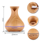 500ml Large Capacity Aroma Essential Oil Ultrasonic Diffuser Vase Shape Air Humidifier with 7 Color Changing LED Lights for Home