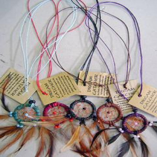 Wholesale Handmade 1.25-Inch Woven Dream Catcher Assorted Necklaces (Sold by DZ)