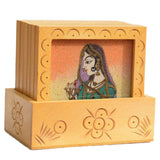 Wholesale New Bani Thani Print Kadamb Wood Tea Coaster (MOQ-10)