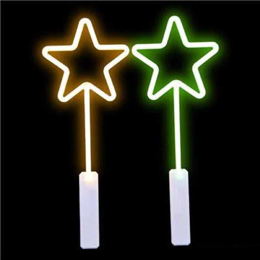 Neon Star  Light Up 18 Inch  Wand With Thick Handle For Kids (Sold By Dozen)