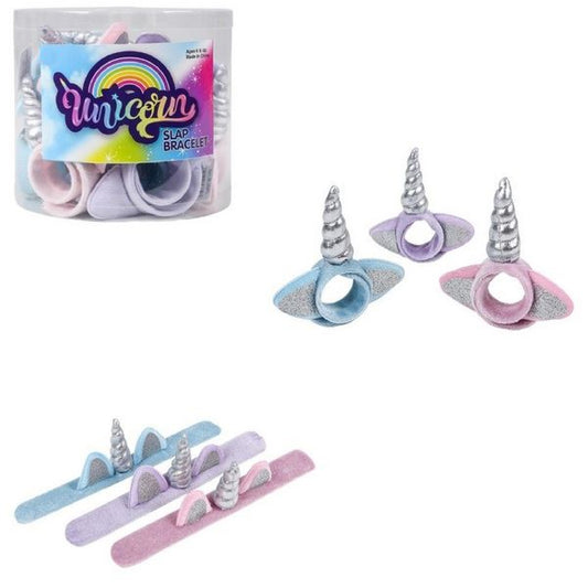 Unicorn Horn Plush Slap Bracelet kids Toys In Bulk- Assorted