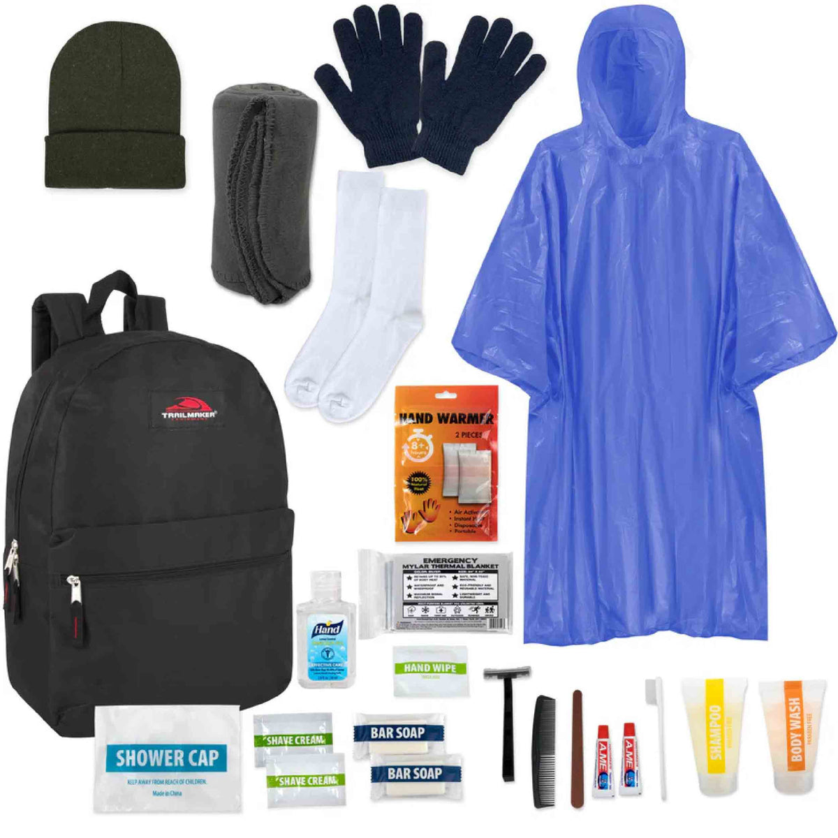 24-Piece Homeless Care Hygiene Kit with Backpack Bulk