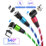 3 in 1 LED Magnetic Charging Cable Compatible for Micro USB/i-Products/Type C Smartphone