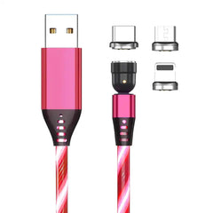 3 in 1 LED Magnetic Charging Cable Compatible for Micro USB/i-Products/Type C Smartphone