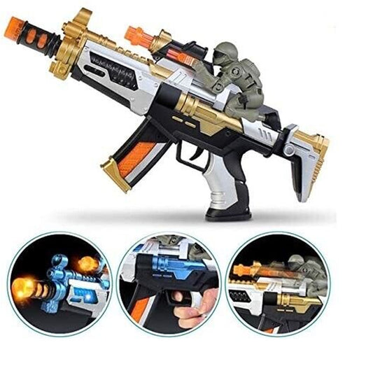 Light Up Submachine Gun with Military Robot & Sound Toy For Kids (Sold By Piece)