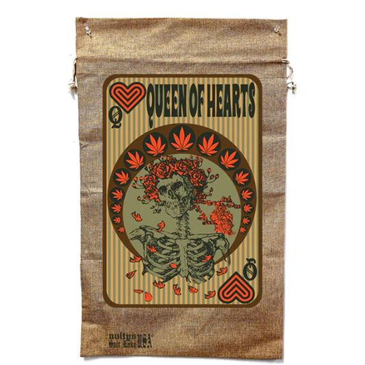 New Queen of Hearts Marijuana Burlap Bag - Stylish Cannabis Storage (Sold By Piece)