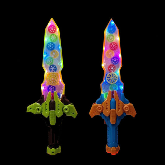 17" Mechanical Gear Light Show Dagger with Sound For Kids (Sold By Piece)