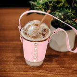 Leather Coffee Cup Sleeve With Strap (1 Dozen=$119.99)