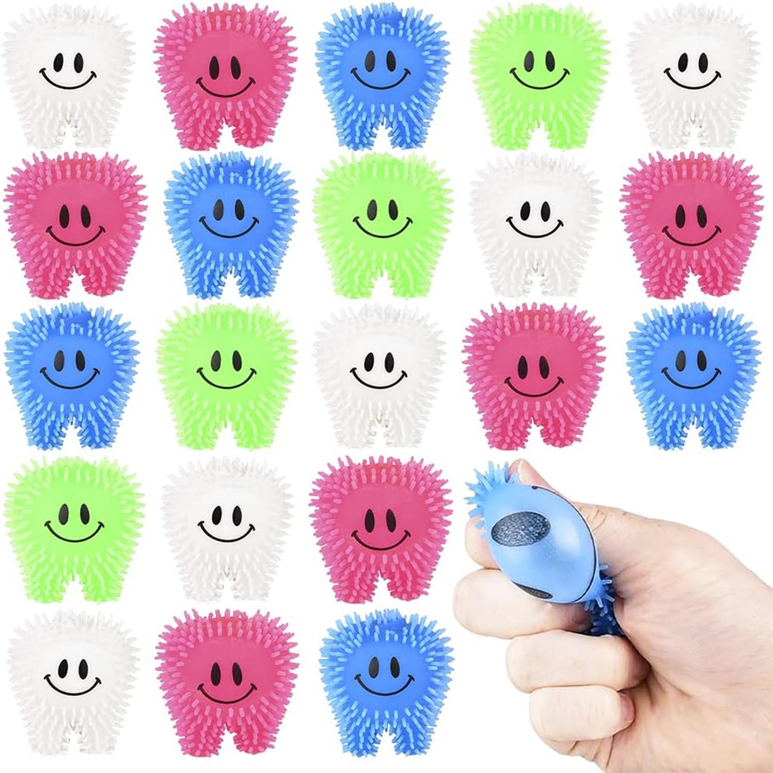 Mini Tooth Puffers Soft Spike Squeezy Toys for Kids Stress Relief Sensory Fidget Toys Goodie Bag Stuffers Assorted Colors (MOQ-24)
