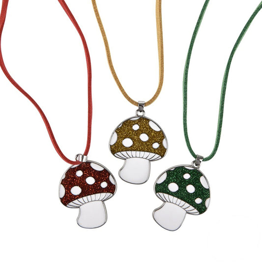 Mushroom Glitter Necklace For Kids in Bulk - Assorted