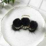 Faux Fur Pom Pom Women's Hair Claw Clip (1 Dozen=$89.99)