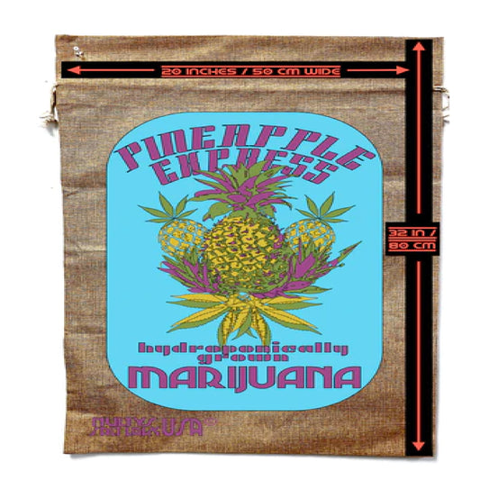 Wholesale New Pineapple Express Burlap Material Drawstring Bag (MOQ-6)