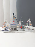 Mediterranean Sailing Model Living Room Office Desktop Wooden Boat Decoration Birthday Cake Decoration