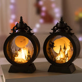 2808BA Halloween New Luminous Alarm Clock Led Small Wind Light Pumpkin Lamp Decoration Desktop Small Ornaments Haunted House Scene Layout