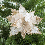 Winter 21cm Golden Artificial Sequin Pendant Christmas Flower