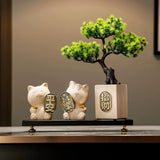 New Chinese Style Welcome Pine Lucky Cat Living Room TV Cabinet Decoration Wine Cabinet Housewarming Gifts Safe and Happy Decoration